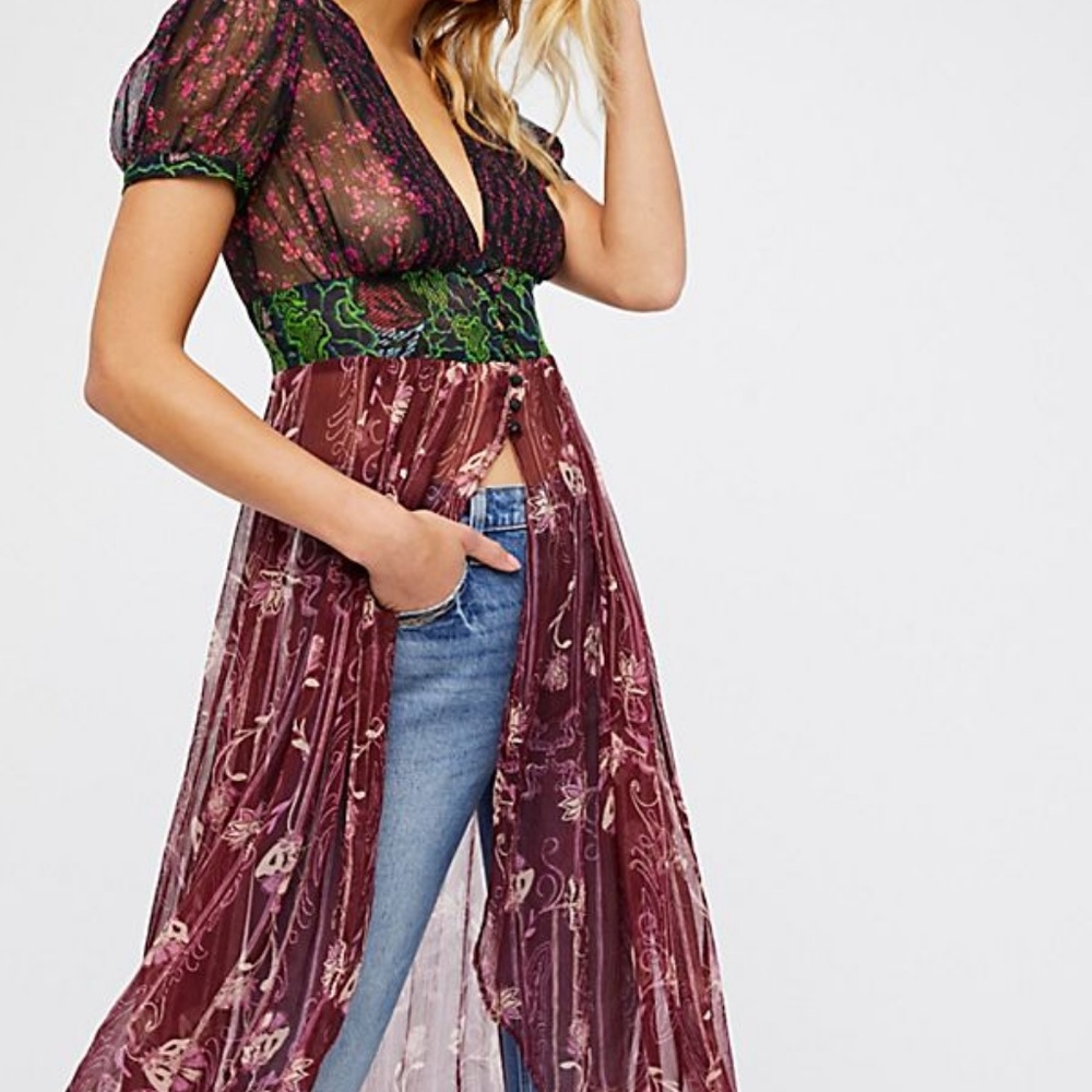Free People Sheer Daisy Fields Maxi Top / Dress